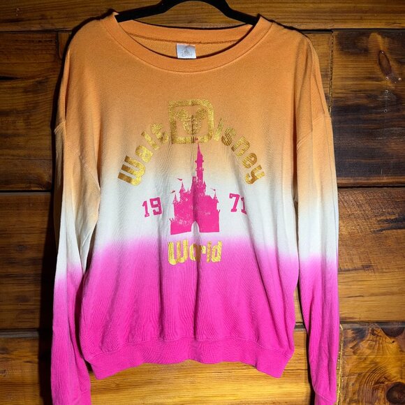 Walt Disney World 1971 Ombre Long Sleeve Sweatshirt Oversized - Picture 1 of 6